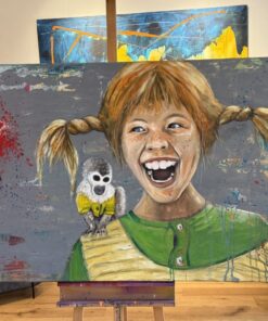 Shop 20 Pippi Langstrumpf Druck des Originals von Holger Freihöfer bei Moselzeug auf einer Staffelei