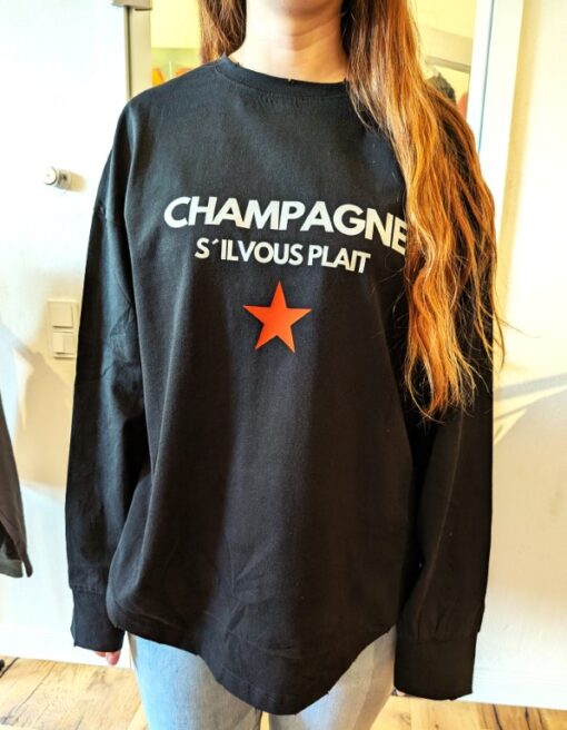 Champagne sil vout plait Sweat schwarz 1 Mittel