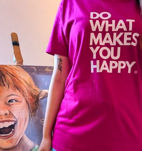 T-Shirt Do more what makes you happy Fuchsia | Moselzeug