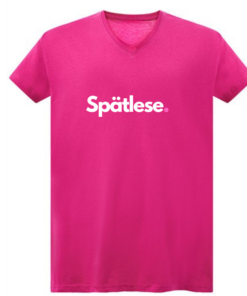 Damen T-Shirt V-Neck mit Druck Spätlese pink