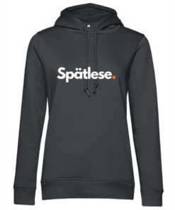 Damen Hoodie grau mit Aufdruck Spätlese von Moselzeug in Bernkastel-Kues