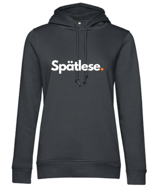 Damen Hoodie grau mit Aufdruck Spätlese von Moselzeug in Bernkastel-Kues