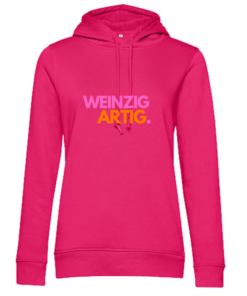 Hoodie in der Farbe pink mit Aufdruck Weinzigartig
