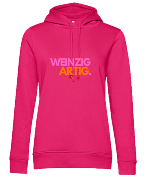 Hoodie in der Farbe pink mit Aufdruck Weinzigartig