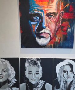 Drei Ikonen in der Serie als Druck hier Marilyn Monroe zusammen mit Brigitte Bardot und Audrey Hephurn. Kunstwerke von Moselzeug