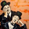 Stan und Ollie Bild in der Größe 80 x 80 cm in leuchtenden Farben
