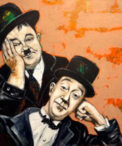 Stan und Ollie Bild in der Größe 80 x 80 cm in leuchtenden Farben