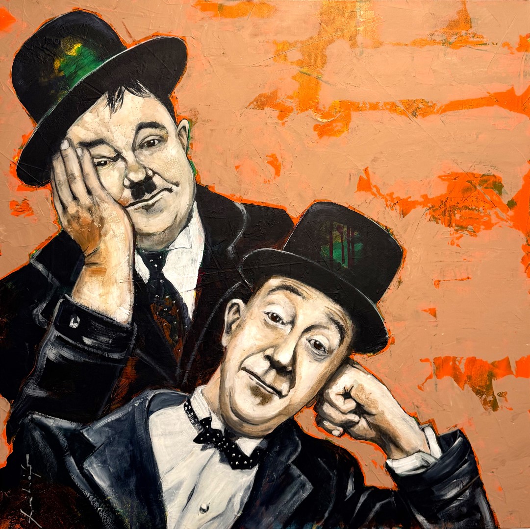 DRUCK Stan und Ollie | Moselzeug 1 Stan und Ollie Bild in der Größe 80 x 80 cm in leuchtenden Farben