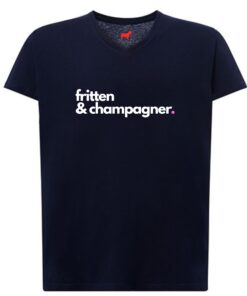 Moselzeug schwarzes T-Shirt mit dem Logo Fritten & Champagner