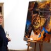 Vernissage Besucherin bewunder Gemälde Udo L.