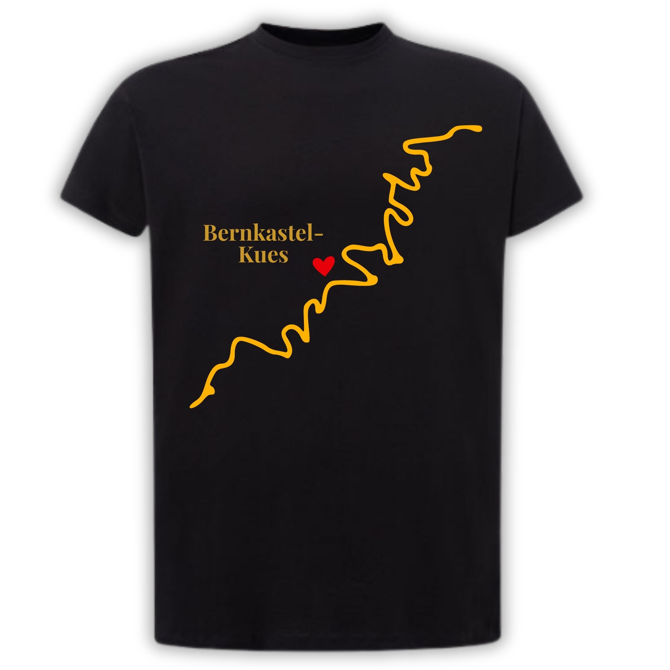 T-Shirt Moselverlauf gold mit Wunschort | Moselzeug 1 T-Shirt Moselverlauf gold mit Wunschort | Moselzeug