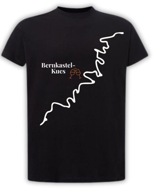 Männer Shirt von Moselzeug mit Rückendruck Moselverlauf und Markierung für Wunschort