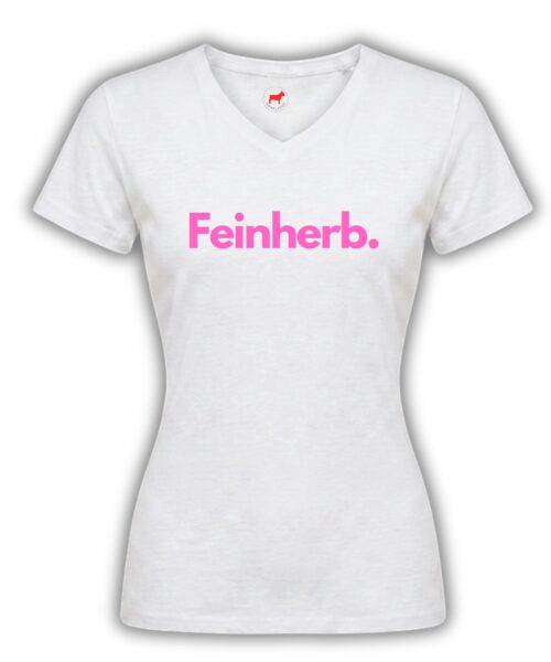 Feinherb Damen Shirt von Moselzeug in weiß mit neon Aufdruck