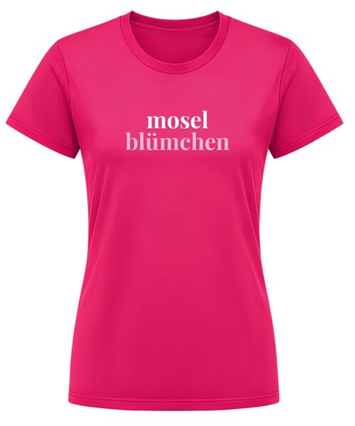 T-Shirt in pink mit Mosel Blümchen Aufdruck von Moselzeug