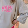 Sweat von Moselzeug in beige Lucky is a mindset in neon